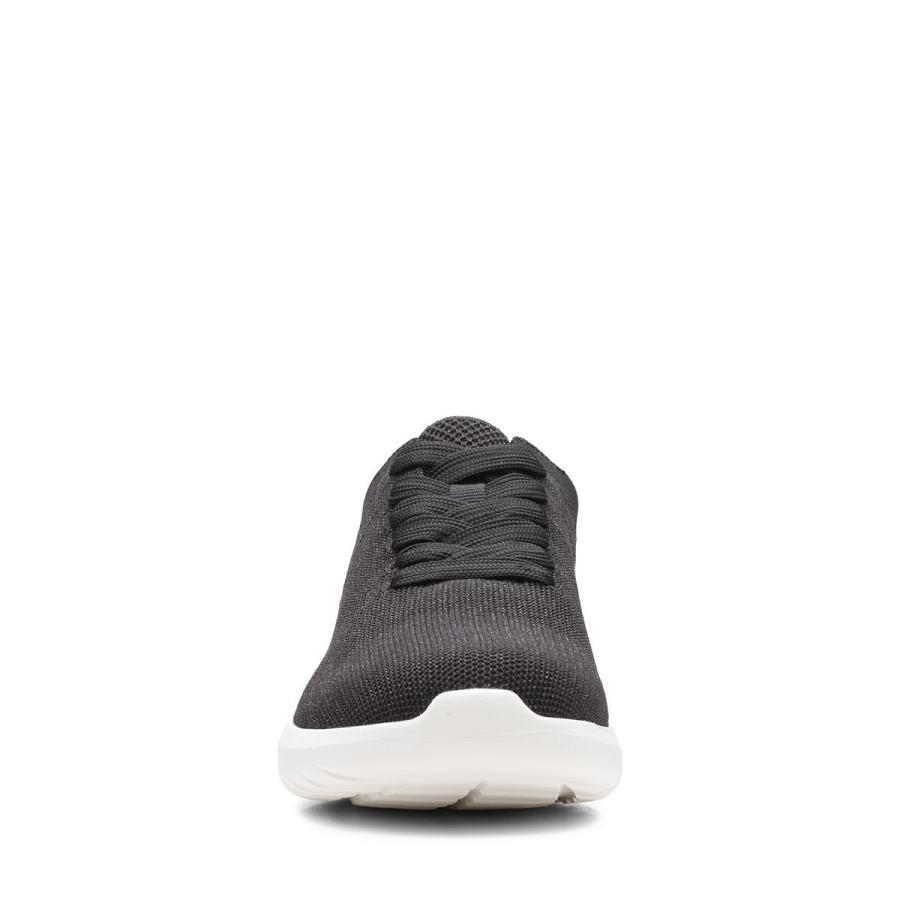 Black Clarks Nova Glint Knit Women's Sneakers | SG_QF308