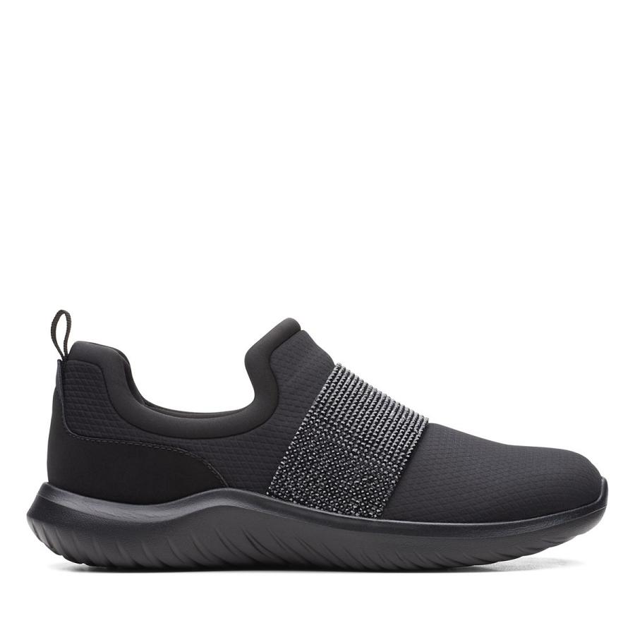 Black Clarks Nova Way Women\'s Sneakers | SG_EQ313