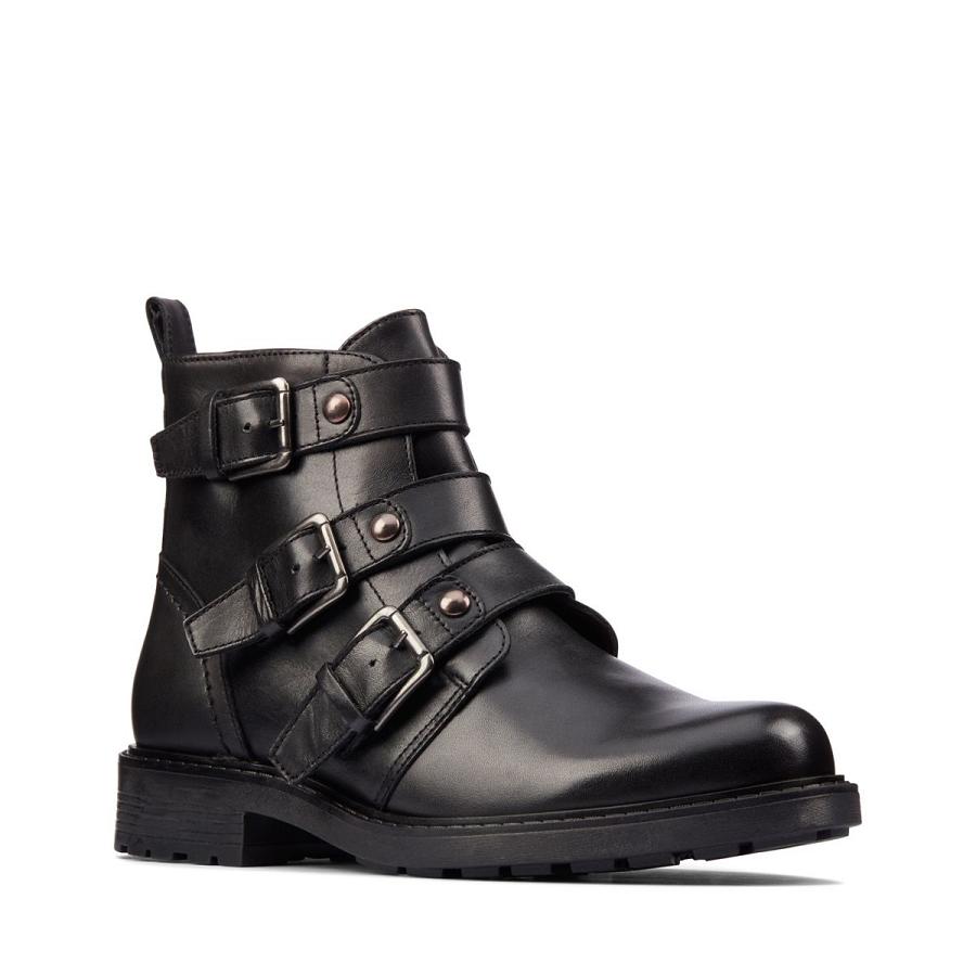 Black Clarks Orinoco2 Stud Leather Women's Boots | SG_JX328