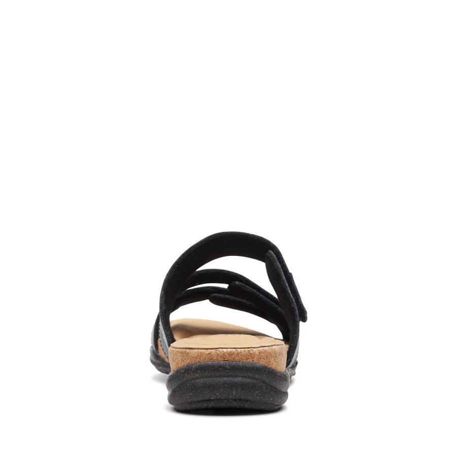 Black Clarks Roseville Bay Leather Women's Sandals | SG_QF344