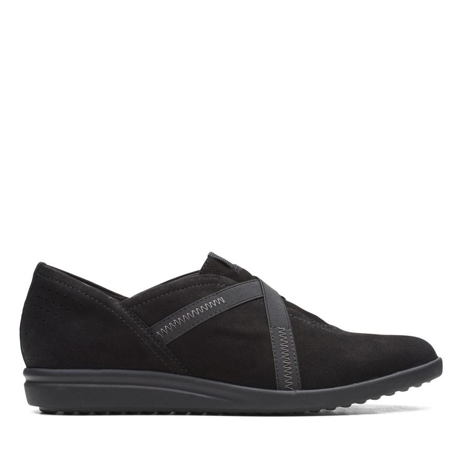 Black Clarks Tamzen Step Nubuck Women\'s Sneakers | SG_KB359