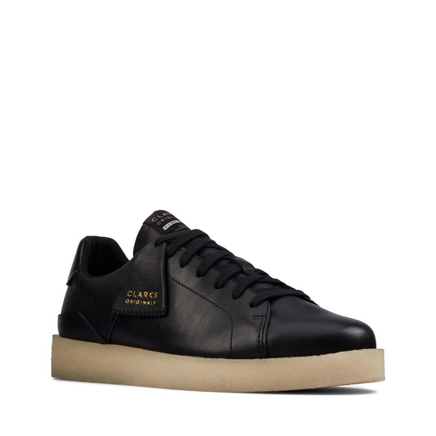 Black Clarks Tormatch Leather Men's Sneakers | SG_KB107