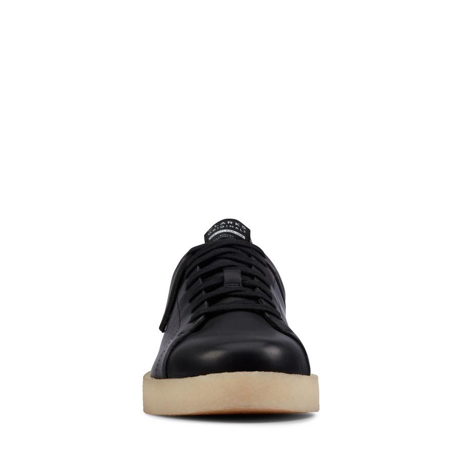 Black Clarks Tormatch Leather Men's Sneakers | SG_KB107