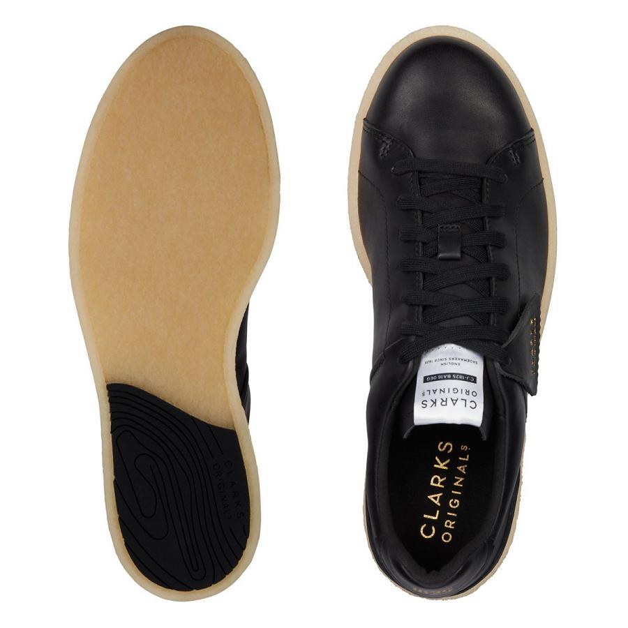 Black Clarks Tormatch Leather Men's Sneakers | SG_KB107