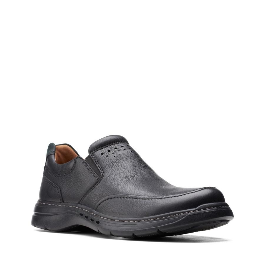 Black Clarks Un Brawley Step Leather Men's Shoes | SG_EQ109