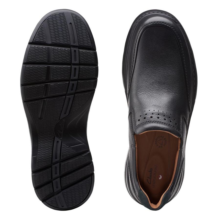 Black Clarks Un Brawley Step Leather Men's Shoes | SG_EQ109