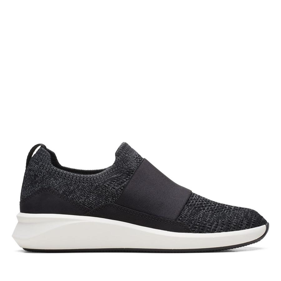 Black Clarks Un Rio Knit knit Women\'s Sneakers | SG_KB371