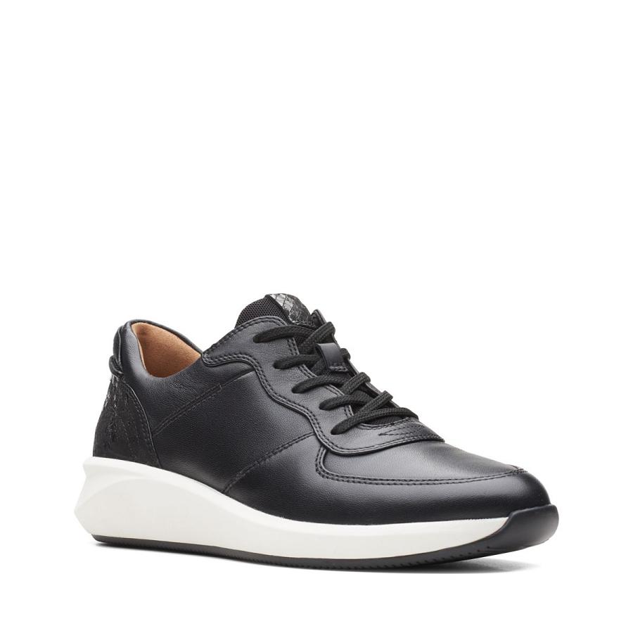 Black Clarks Un Rio Sprint Combi Lea Women's Sneakers | SG_EQ373