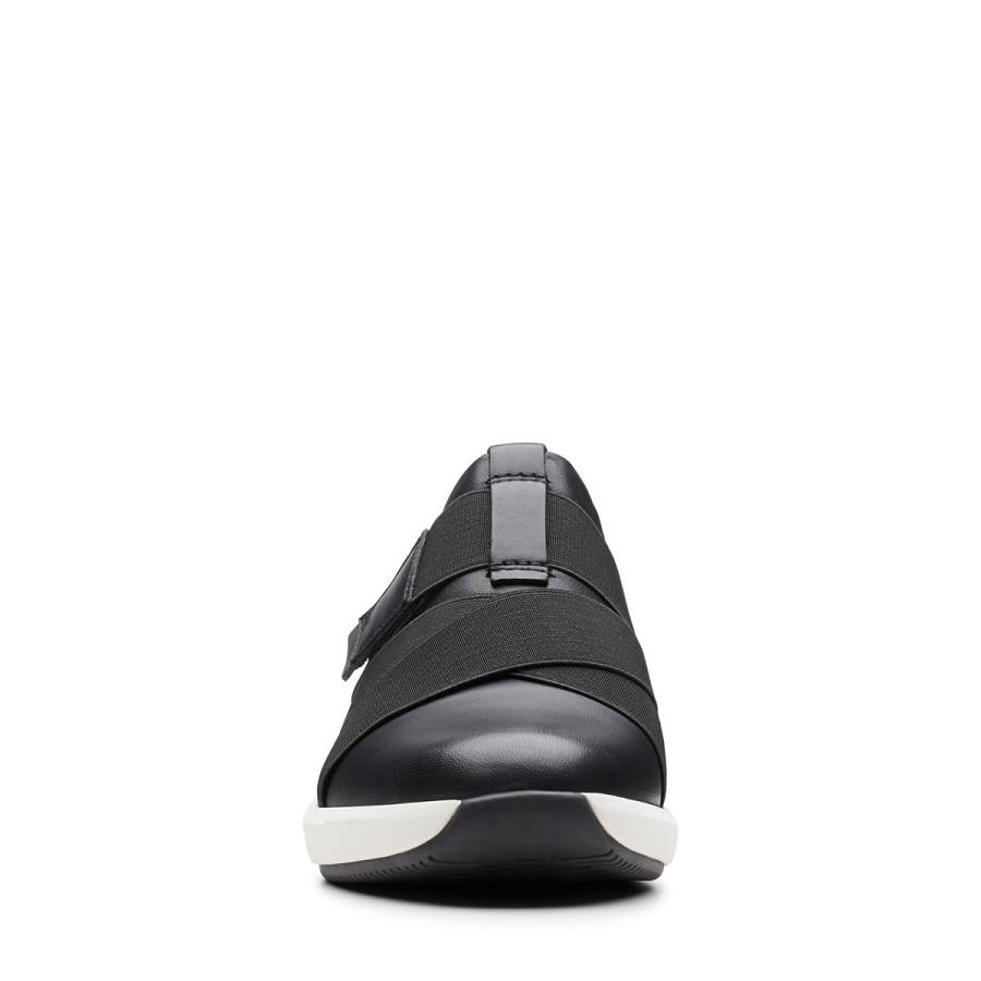 Black Clarks Un Rio Strap Leather Women's Sneakers | SG_NE378