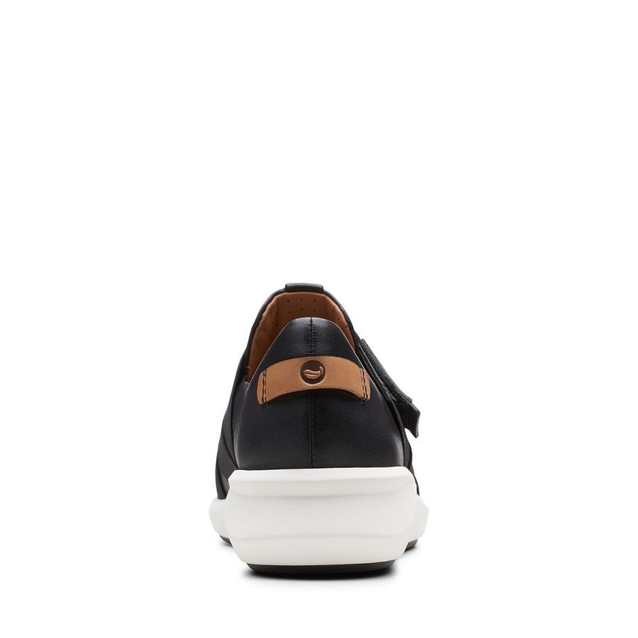 Black Clarks Un Rio Strap Leather Women's Sneakers | SG_NE378