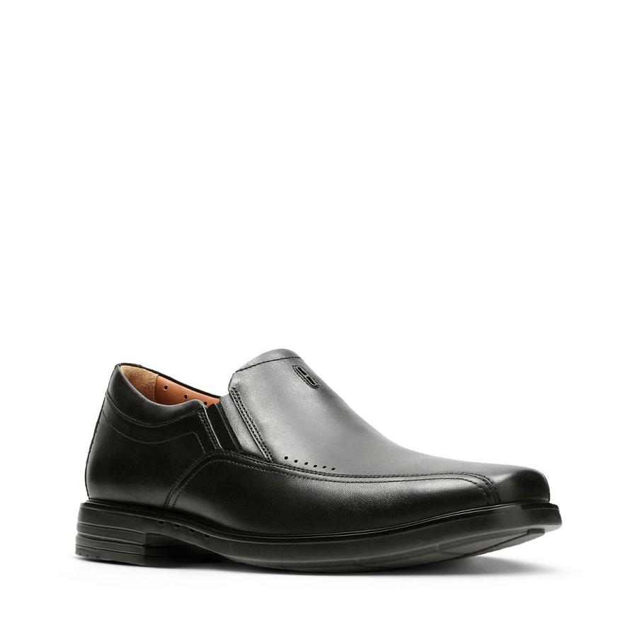 Black Clarks Unsheridan Go Leather Men's Loafers | SG_HZ111