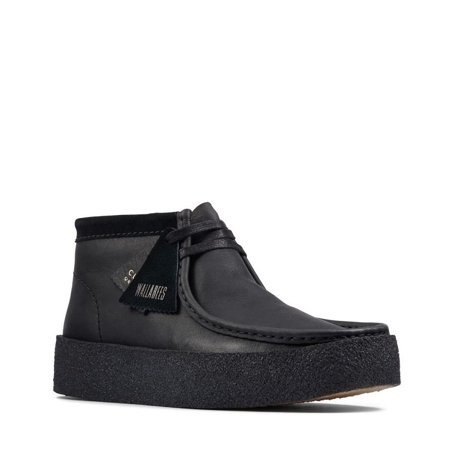 Black Clarks Wallabee Cup Bt Leather Men's Boots | SG_QF116