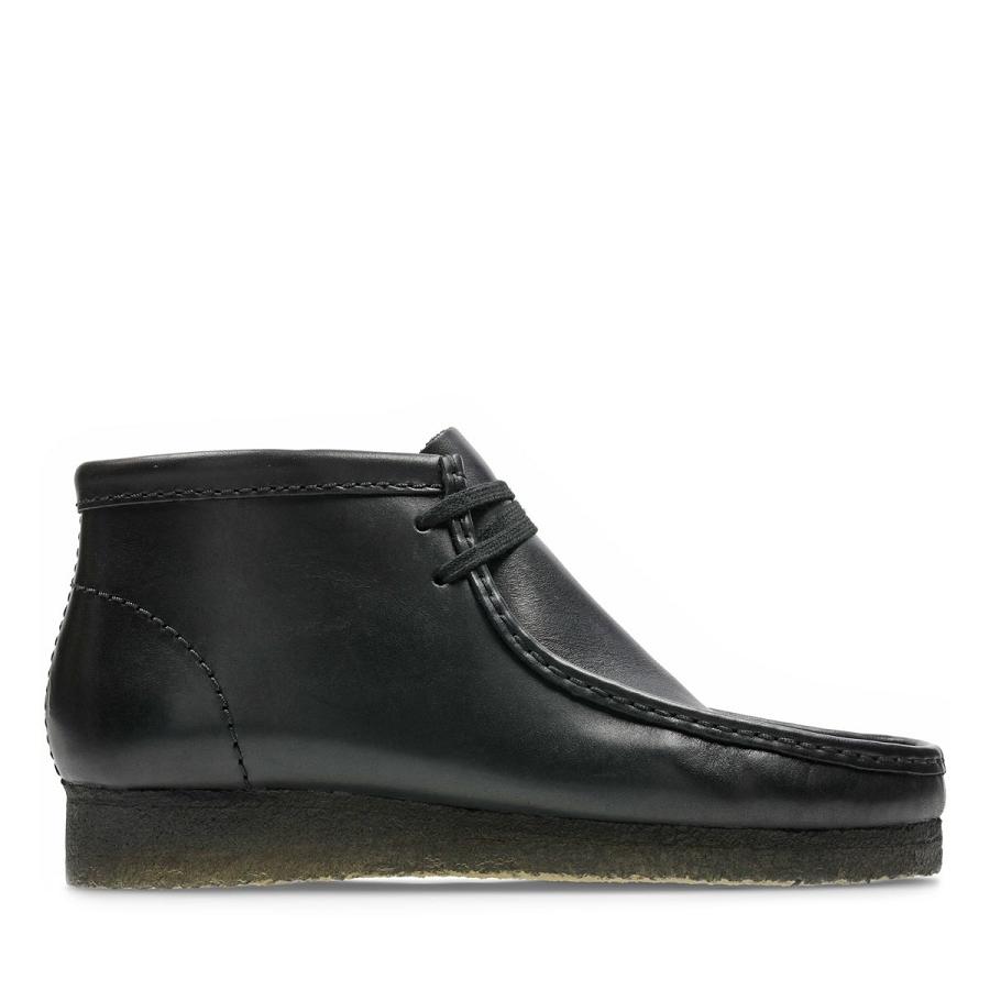 Black Clarks Wallabee Leather Men\'s Boots | SG_KB83