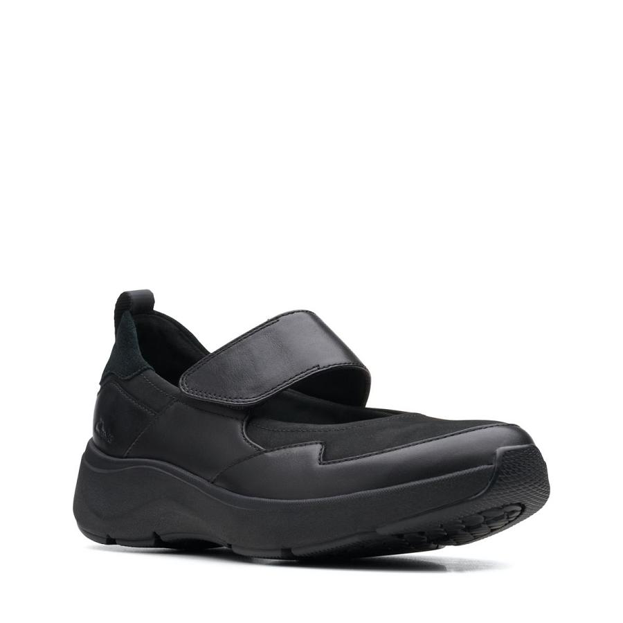 Black Clarks Wave2.0 Glide Combi Women's Sneakers | SG_HZ387