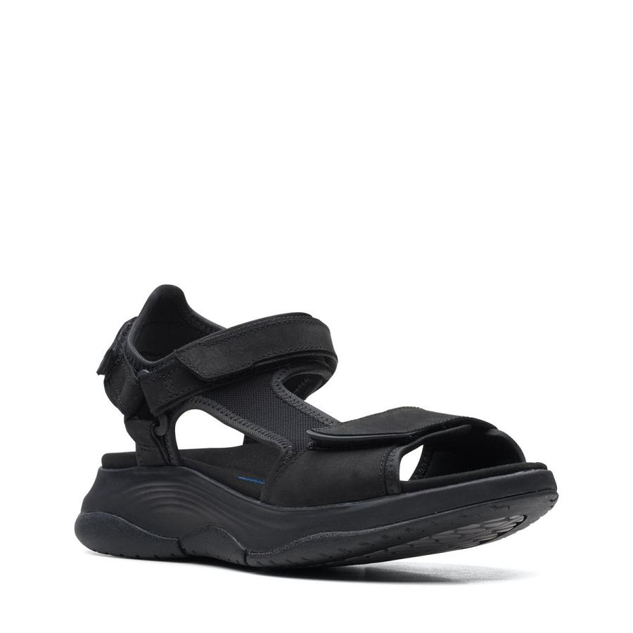 Black Clarks Wave2.0 Skip. Combi Women's Sandals | SG_MR391