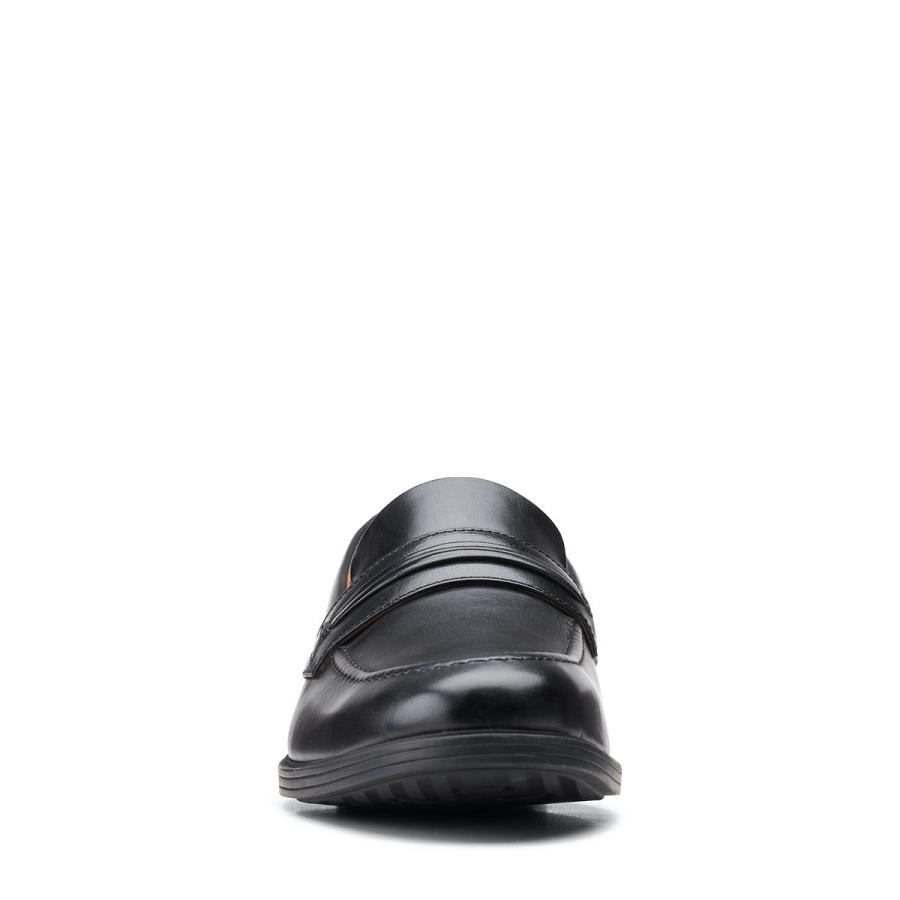 Black Clarks Whiddon Leather Men's Loafers | SG_AH130