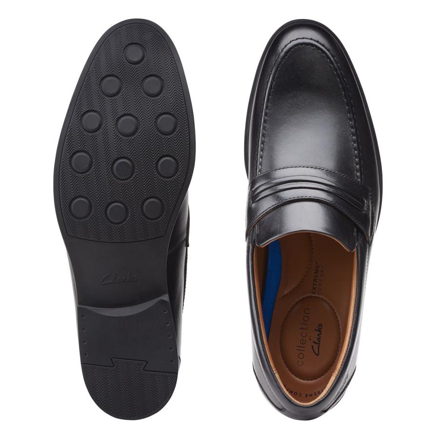 Black Clarks Whiddon Leather Men's Loafers | SG_AH130