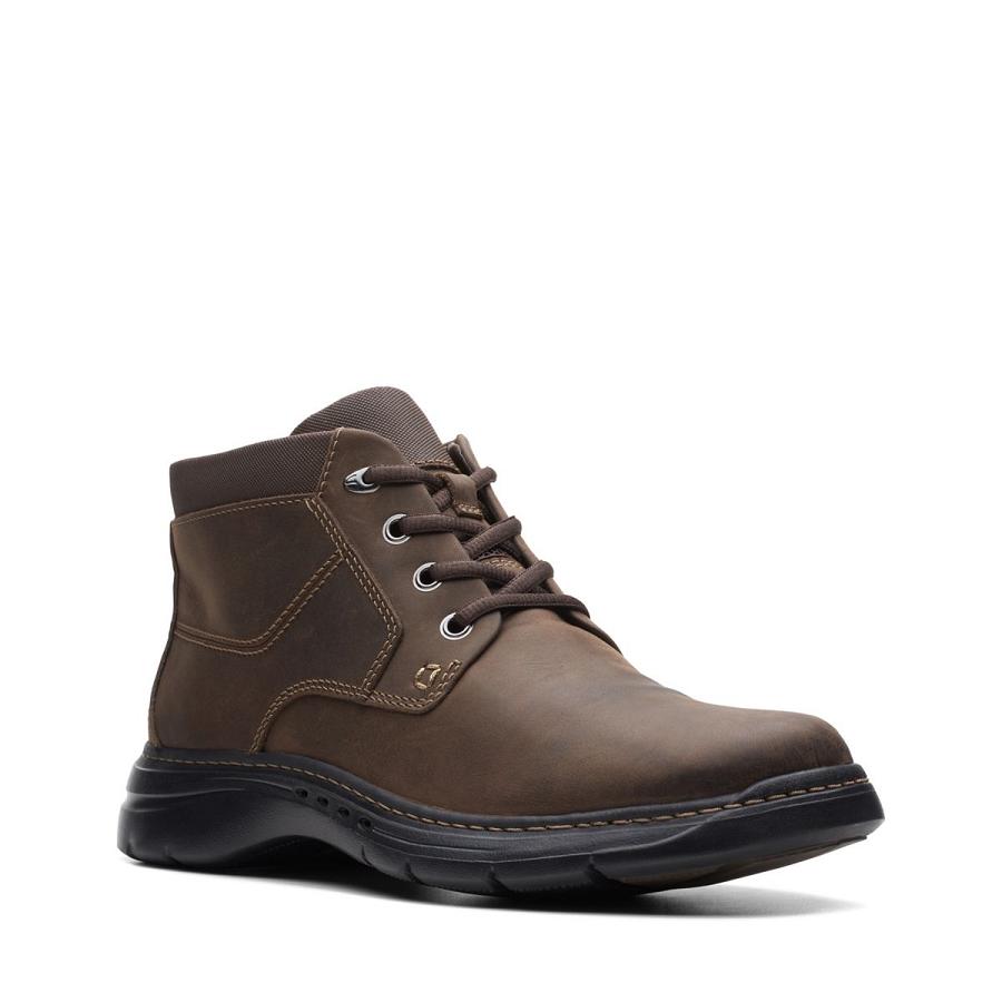 Brown Clarks Brawley Up Oily Men's Boots | SG_BD5