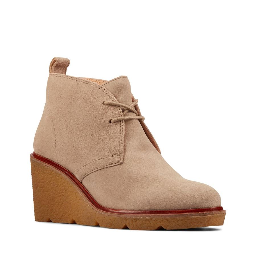 Brown Clarks Clarkford DBT Sand Suede Women's Boots | SG_BD197