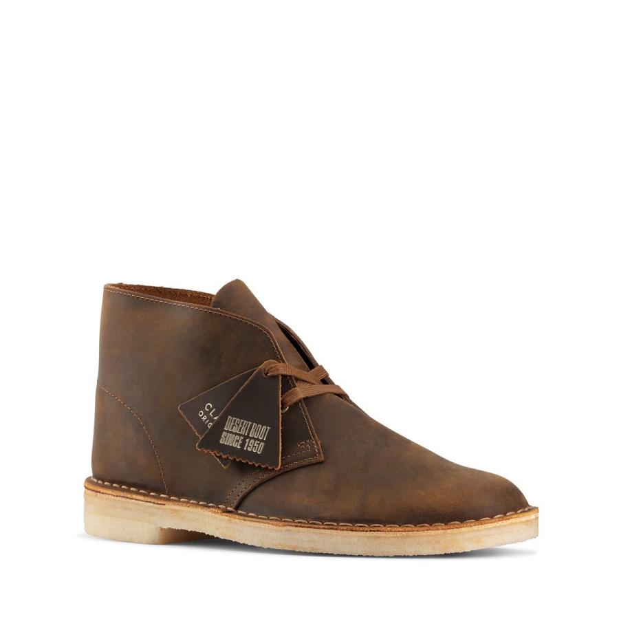 Brown Clarks Desert Beeswax Men's Boots | SG_EQ37