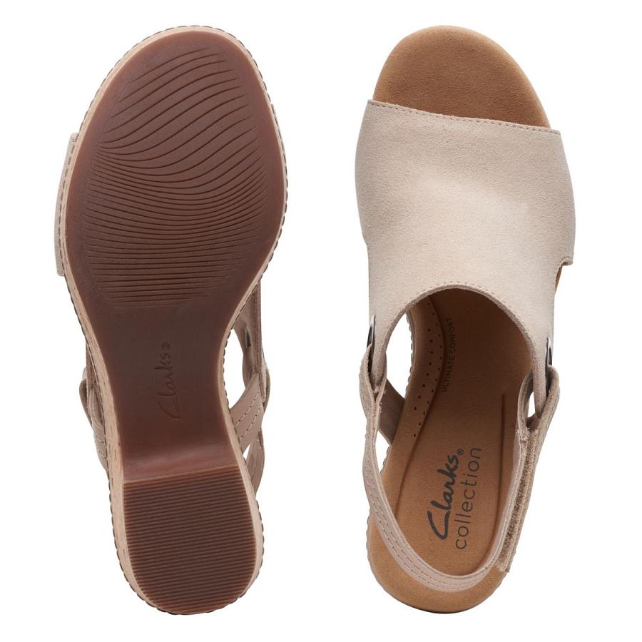 Brown Clarks Giselle Sea Sand Suede Women's Sandals | SG_FA242