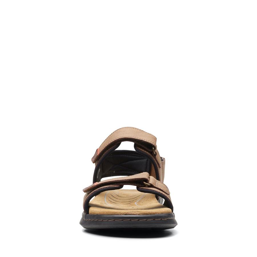 Brown Clarks Hapsford Creek Leather Men's Sandals | SG_EQ73