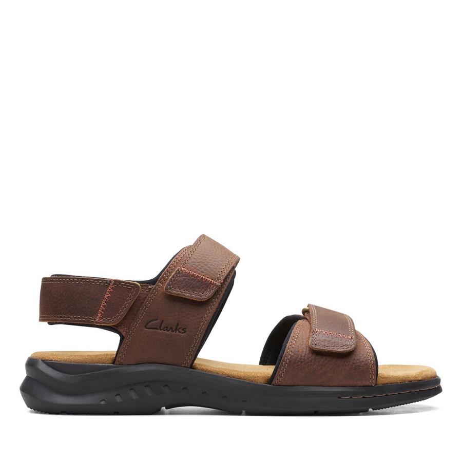 Brown Clarks Hapsford Creek Tumb Men\'s Sandals | SG_RV72