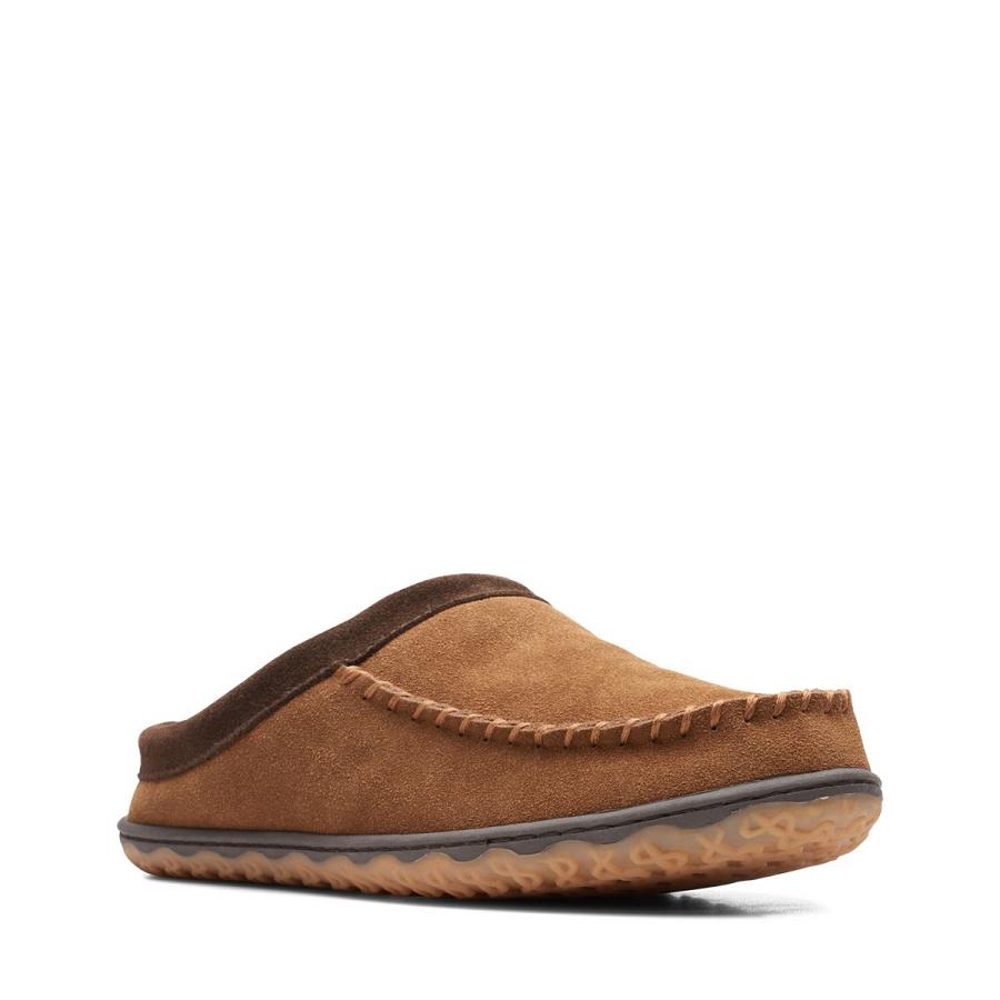 Brown Clarks Jonty Croft Men's Slippers | SG_NE78