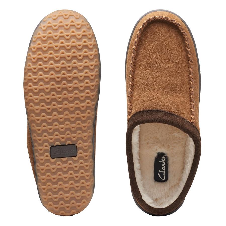 Brown Clarks Jonty Croft Men's Slippers | SG_NE78