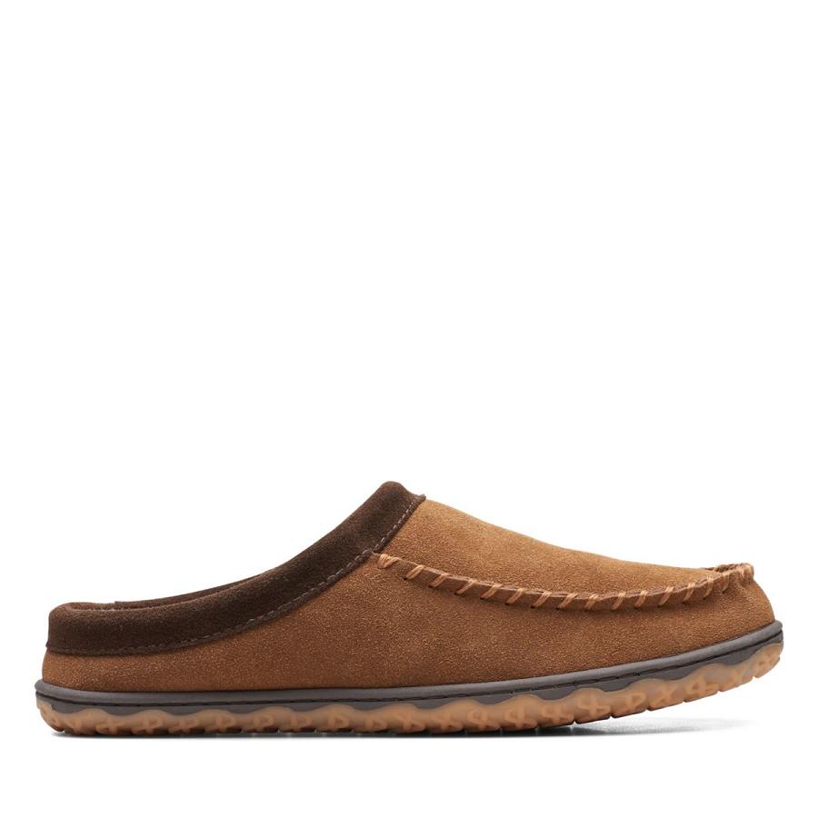 Brown Clarks Jonty Croft Men\'s Slippers | SG_NE78