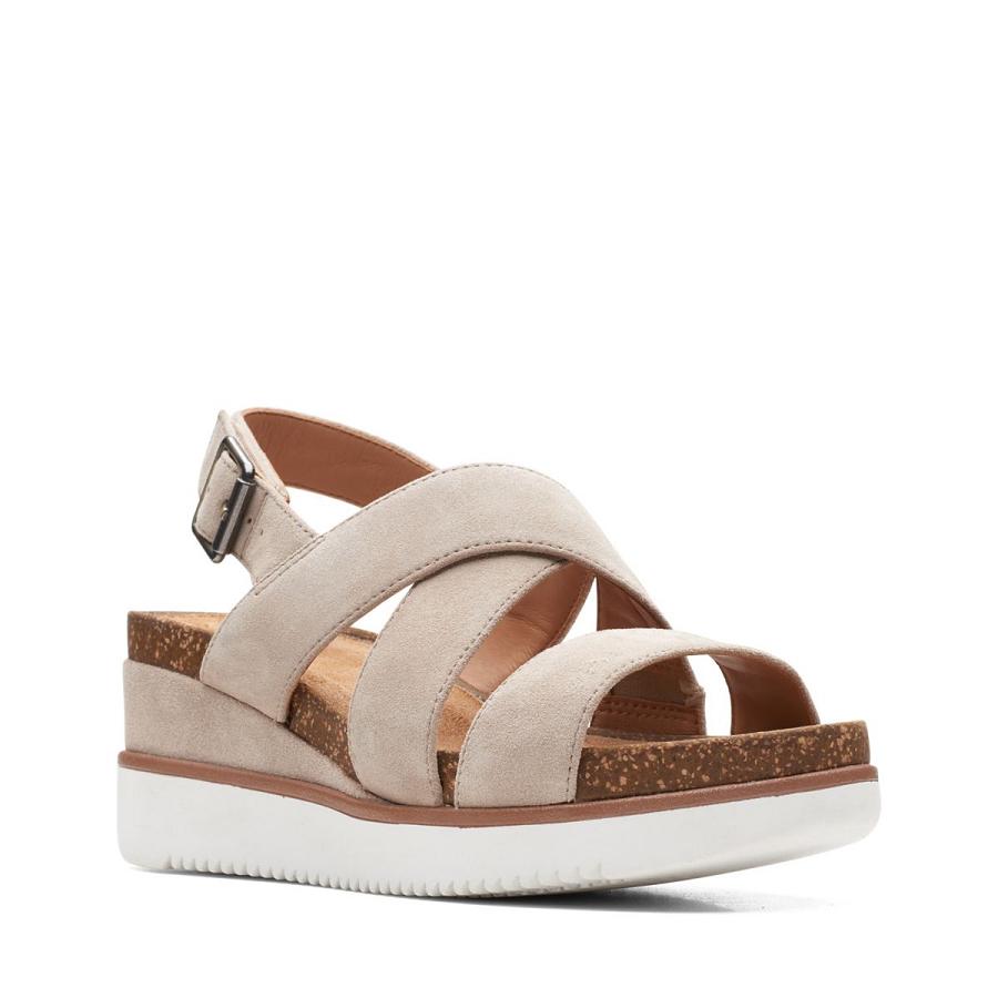 Brown Clarks Lizby Cross Sand Suede Women's Sandals | SG_WC273