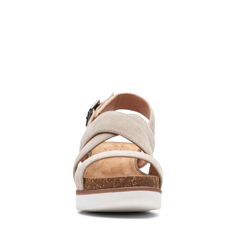 Brown Clarks Lizby Cross Sand Suede Women's Sandals | SG_WC273