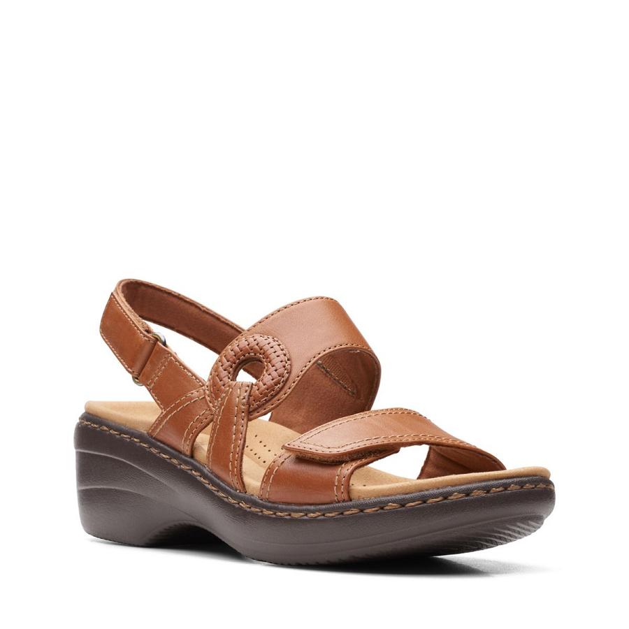 Brown Clarks Merliah Opal Leather Women's Sandals | SG_WC297