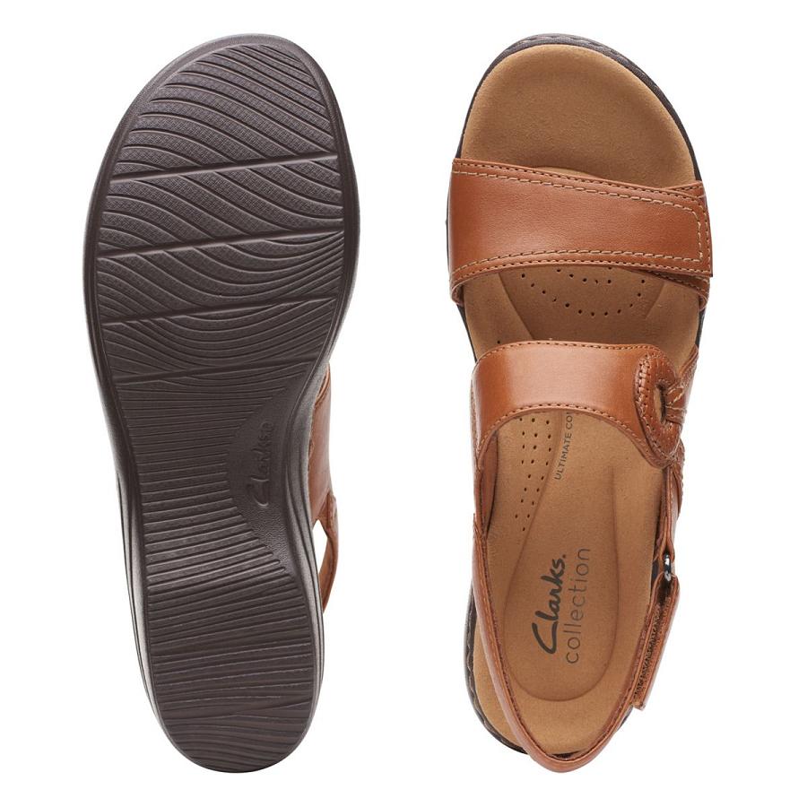 Brown Clarks Merliah Opal Leather Women's Sandals | SG_WC297