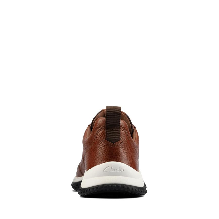 Brown Clarks Puxton Lace Leather Men's Sneakers | SG_WC93