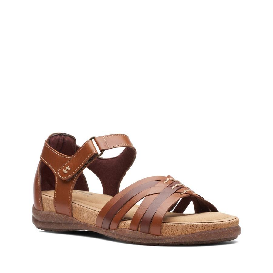 Brown Clarks Roseville Cove Leather Women's Sandals | SG_WC345