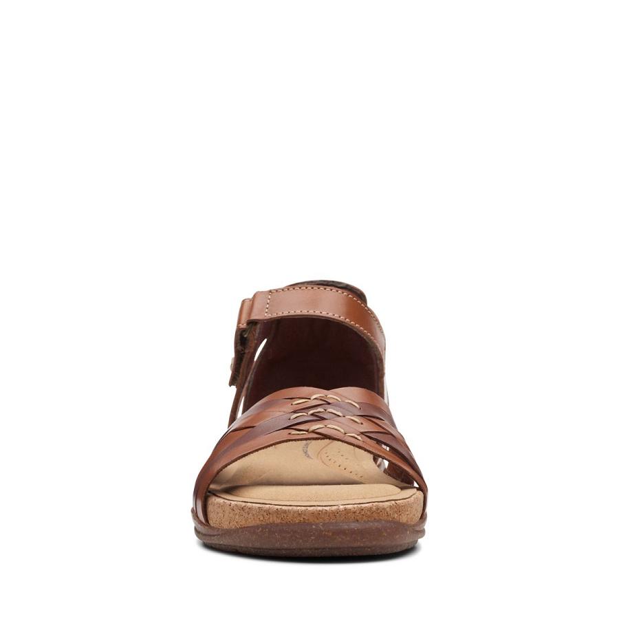 Brown Clarks Roseville Cove Leather Women's Sandals | SG_WC345