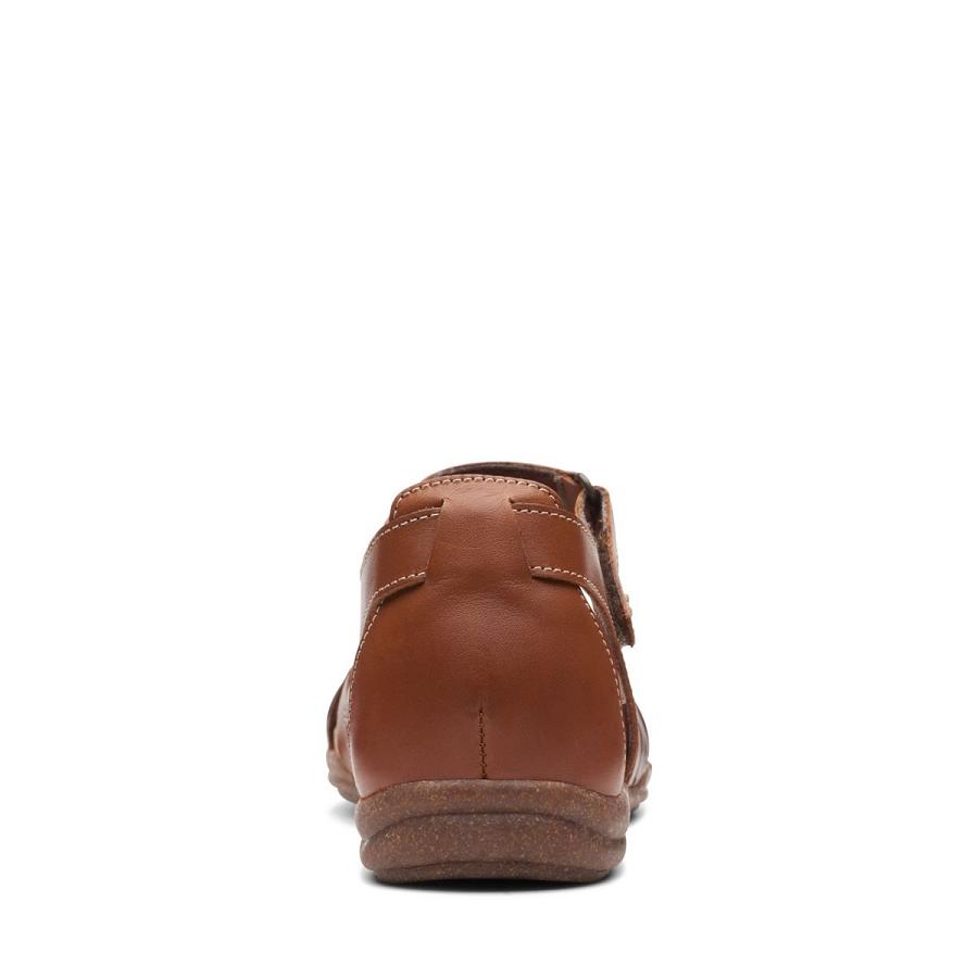 Brown Clarks Roseville Cove Leather Women's Sandals | SG_WC345