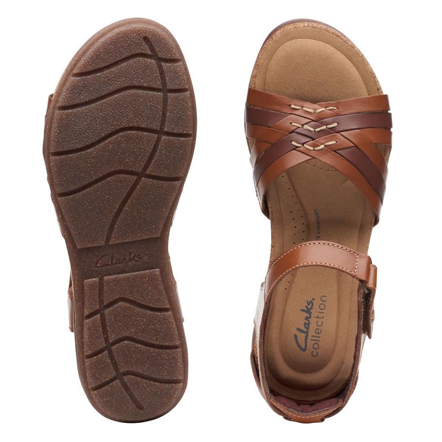 Brown Clarks Roseville Cove Leather Women's Sandals | SG_WC345