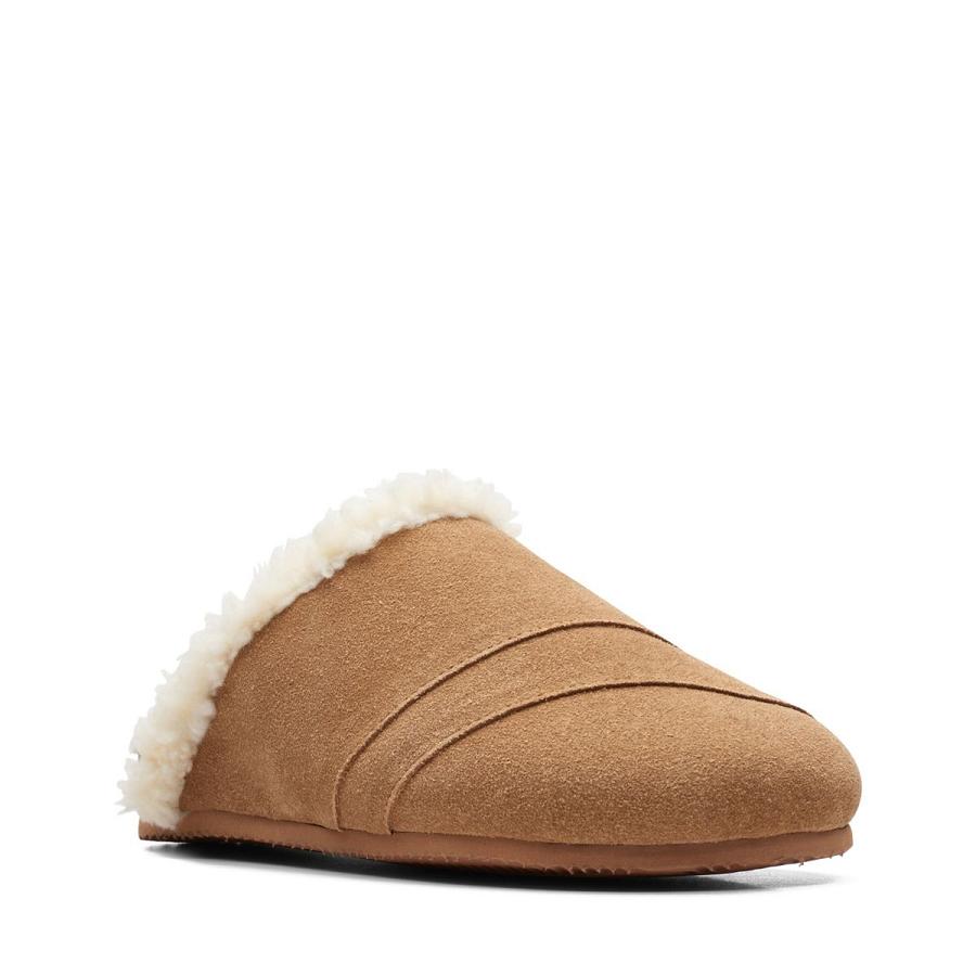 Brown Clarks Sawyer Bo Women's Slippers | SG_BD353