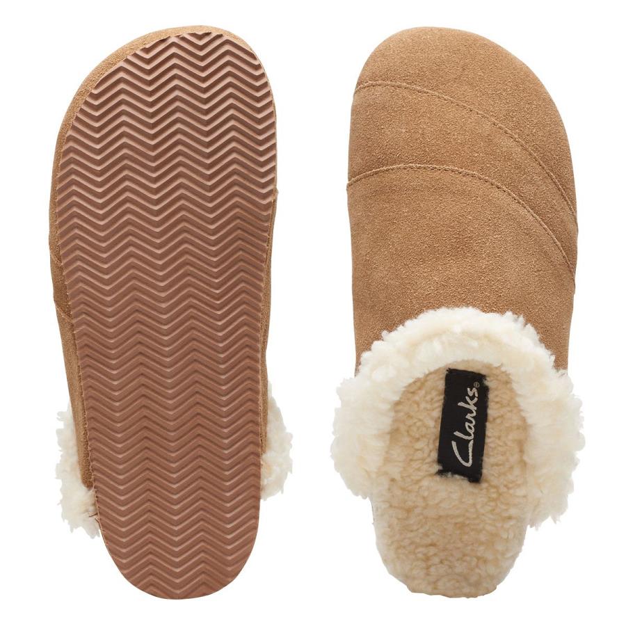 Brown Clarks Sawyer Bo Women's Slippers | SG_BD353