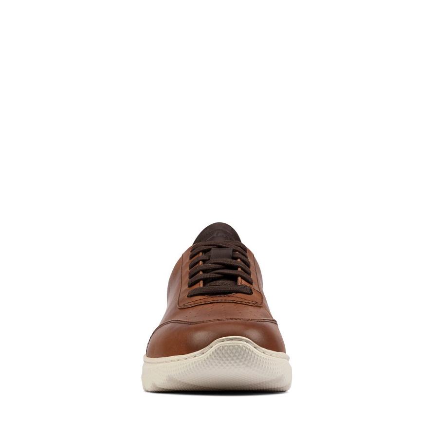 Brown Clarks Sprint Lite Lace Leather Men's Sneakers | SG_HZ99