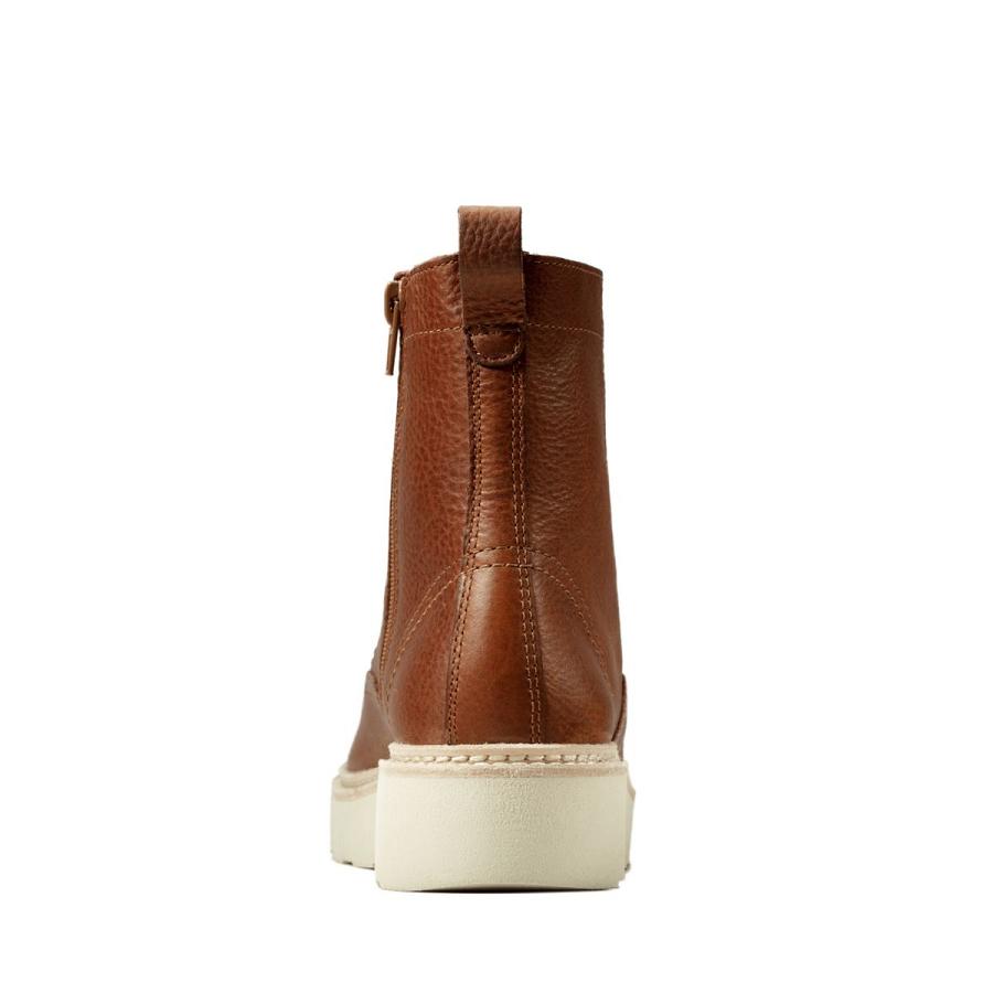 Brown Clarks Trace Pine Chestnut Leather Women's Boots | SG_BD365