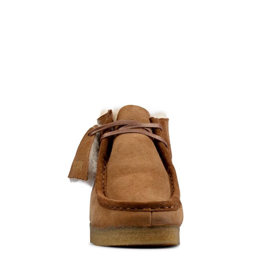 Brown Clarks Wallabee Tan Warmlined Leather Women's Boots | SG_JX400