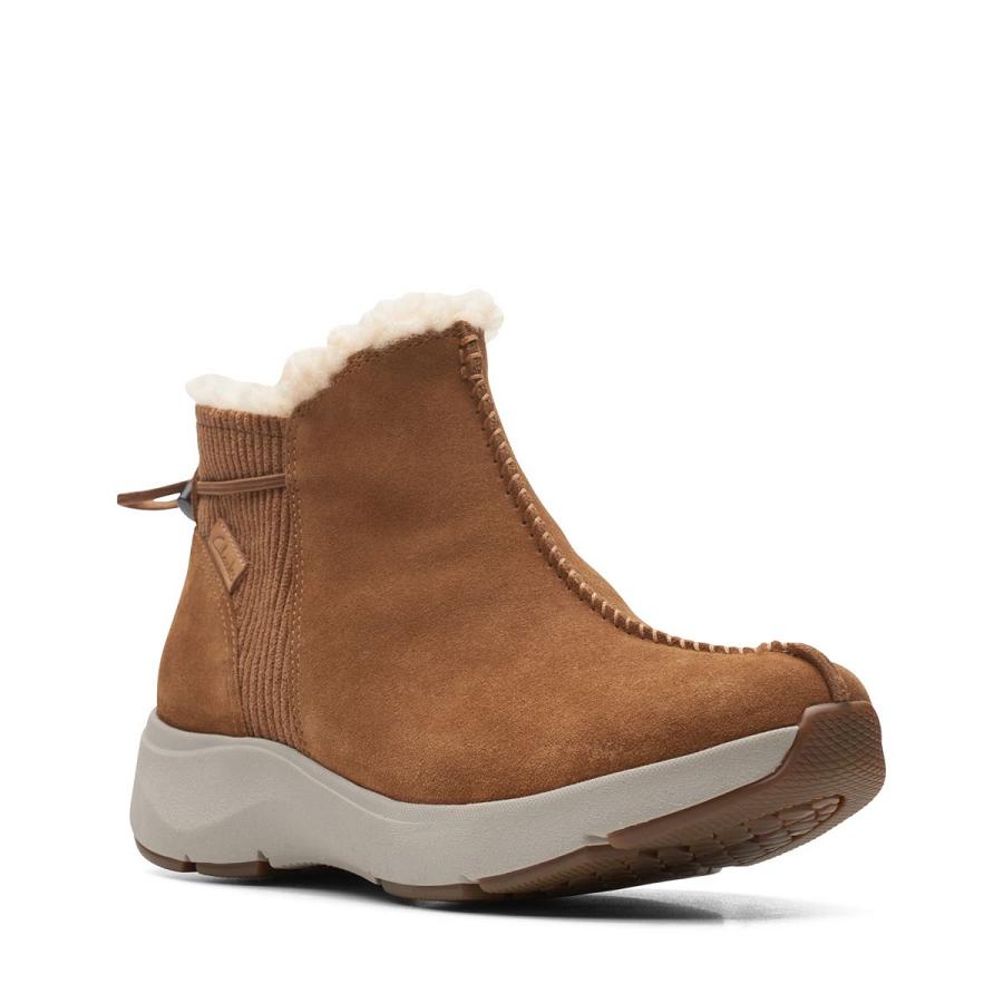 Brown Clarks Wave2.0 Alp Tan Suede Women's Boots | SG_FA386