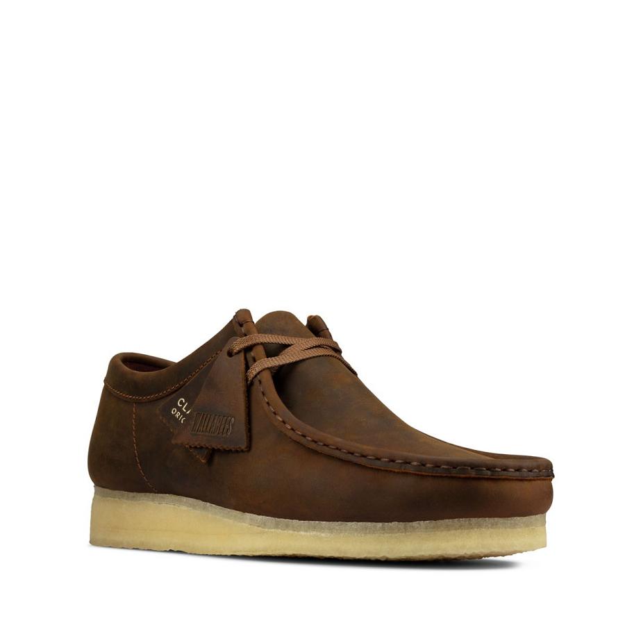 Chocolate Clarks Wallabee Beeswax Men's Shoes | SG_FA134