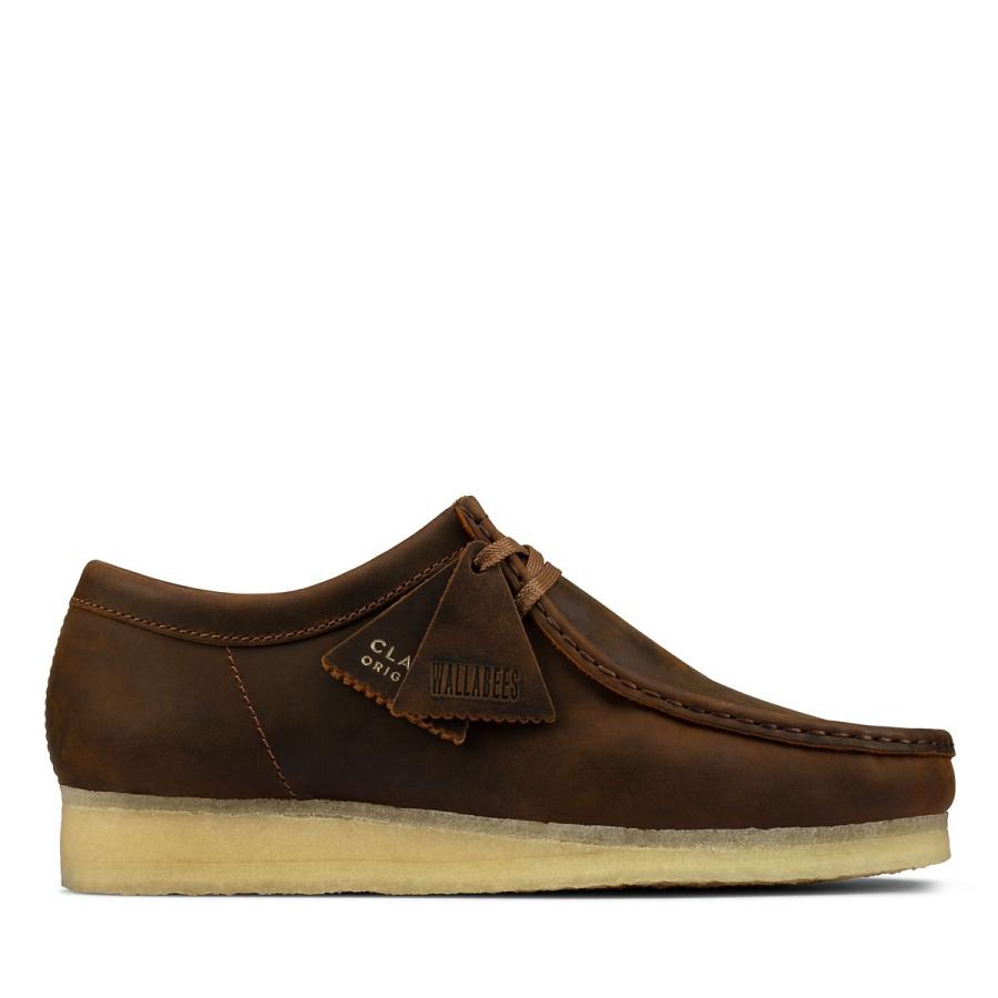 Chocolate Clarks Wallabee Beeswax Men\'s Shoes | SG_FA134