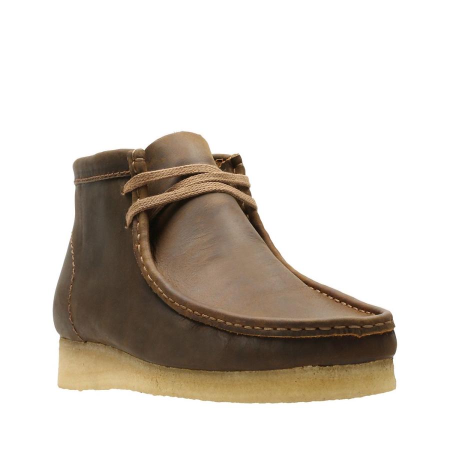 Chocolate Clarks Wallabee Beeswax Men's Boots | SG_HZ135