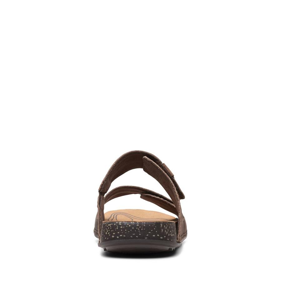 Dark Brown Clarks Crestview Easy Lea Men's Sandals | SG_KB23