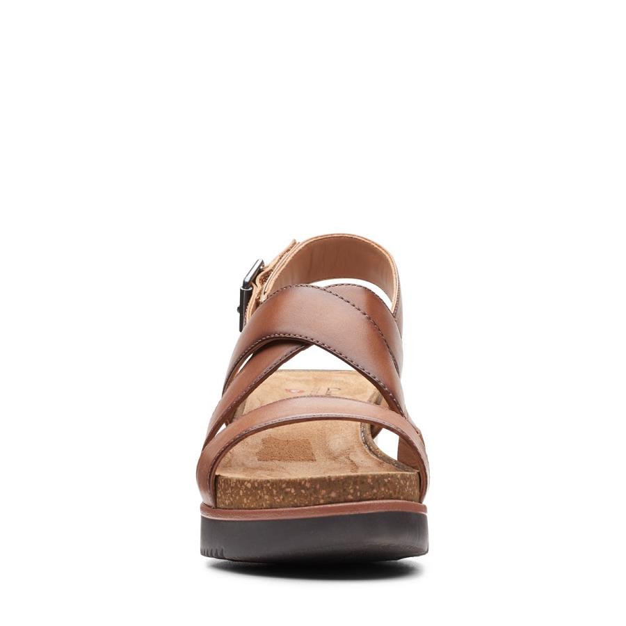 Dark Brown Clarks Lizby Cross Lea Women's Sandals | SG_MR271